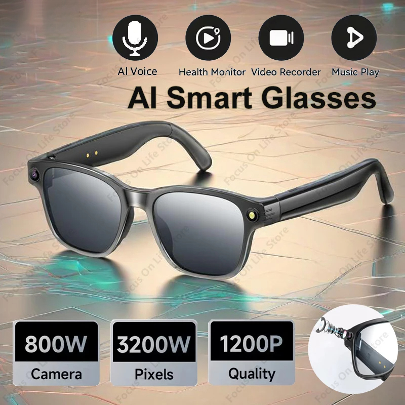 Audio With Music Ai - Inteligentne okulary AI z 8-megapikselową kamerą,