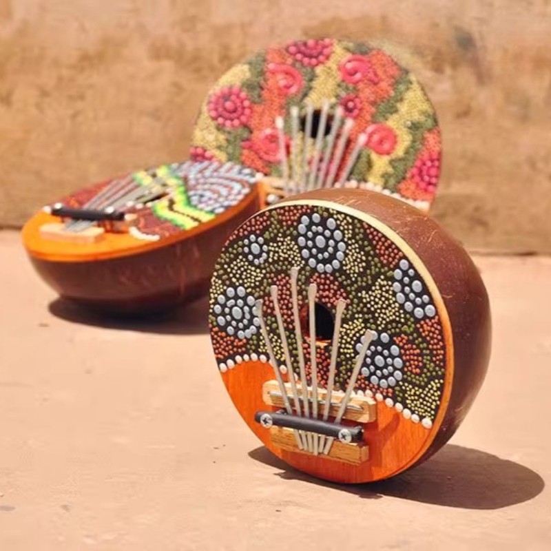 Kalimba Thumb Piano - Kalimba z łupin kokosowych, 7 tonów,