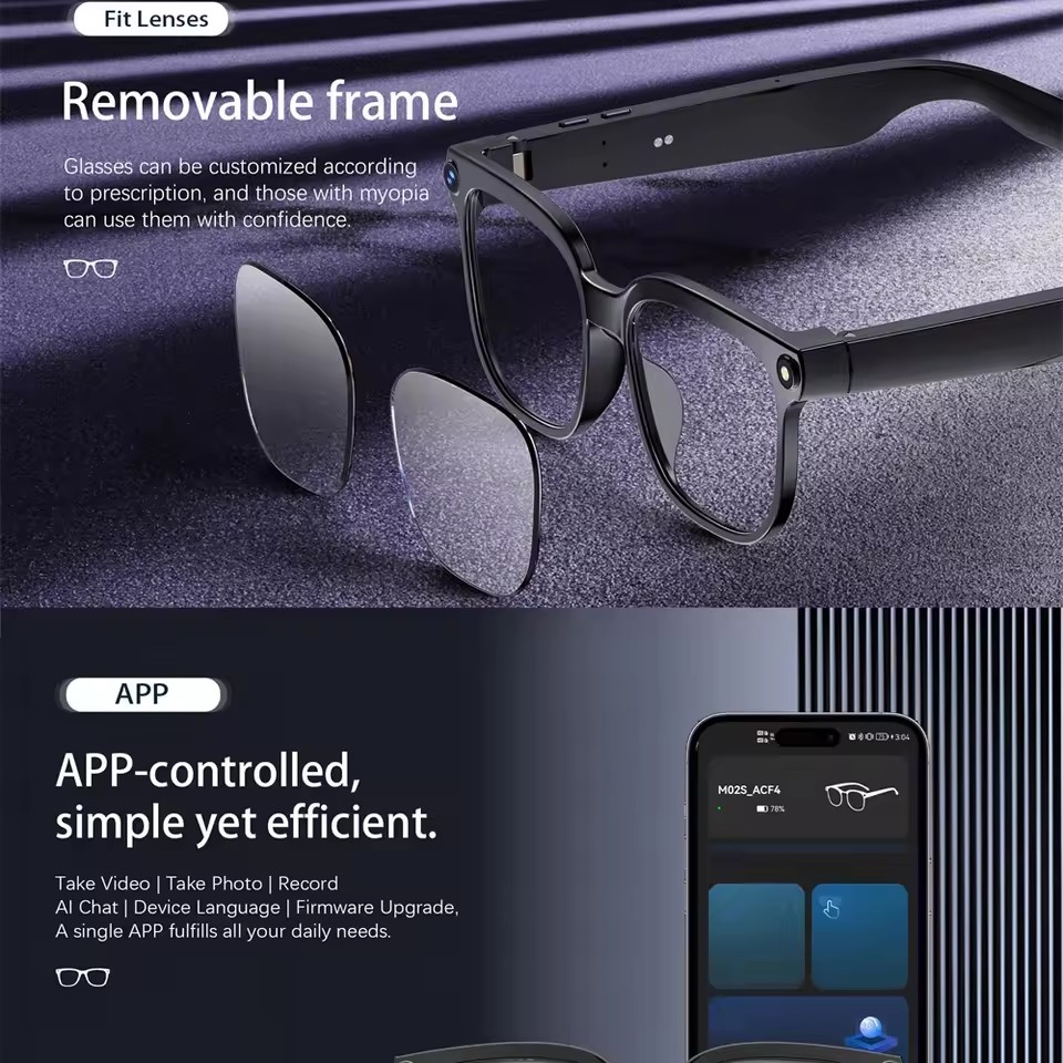 Okulary inteligentne M02S AI z – Audio With Music Ai recenzja i cena